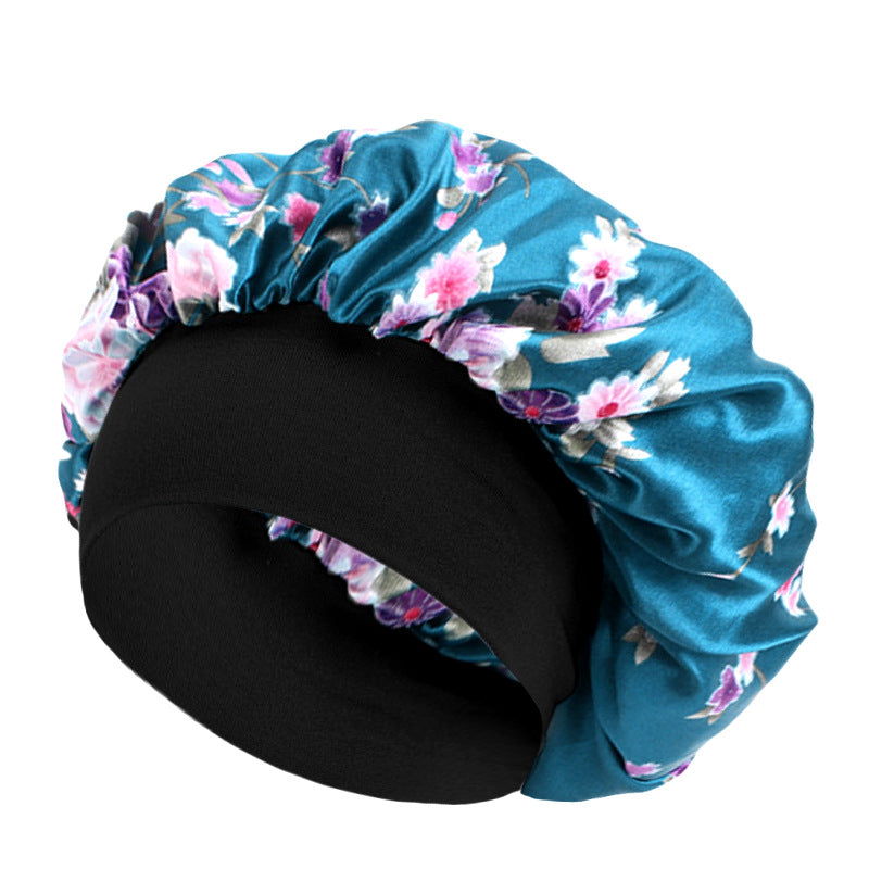 Amoeba wide-brimmed elastic hair band nightcap satin round CAP Beauty hair cap shower cap satin bonnet