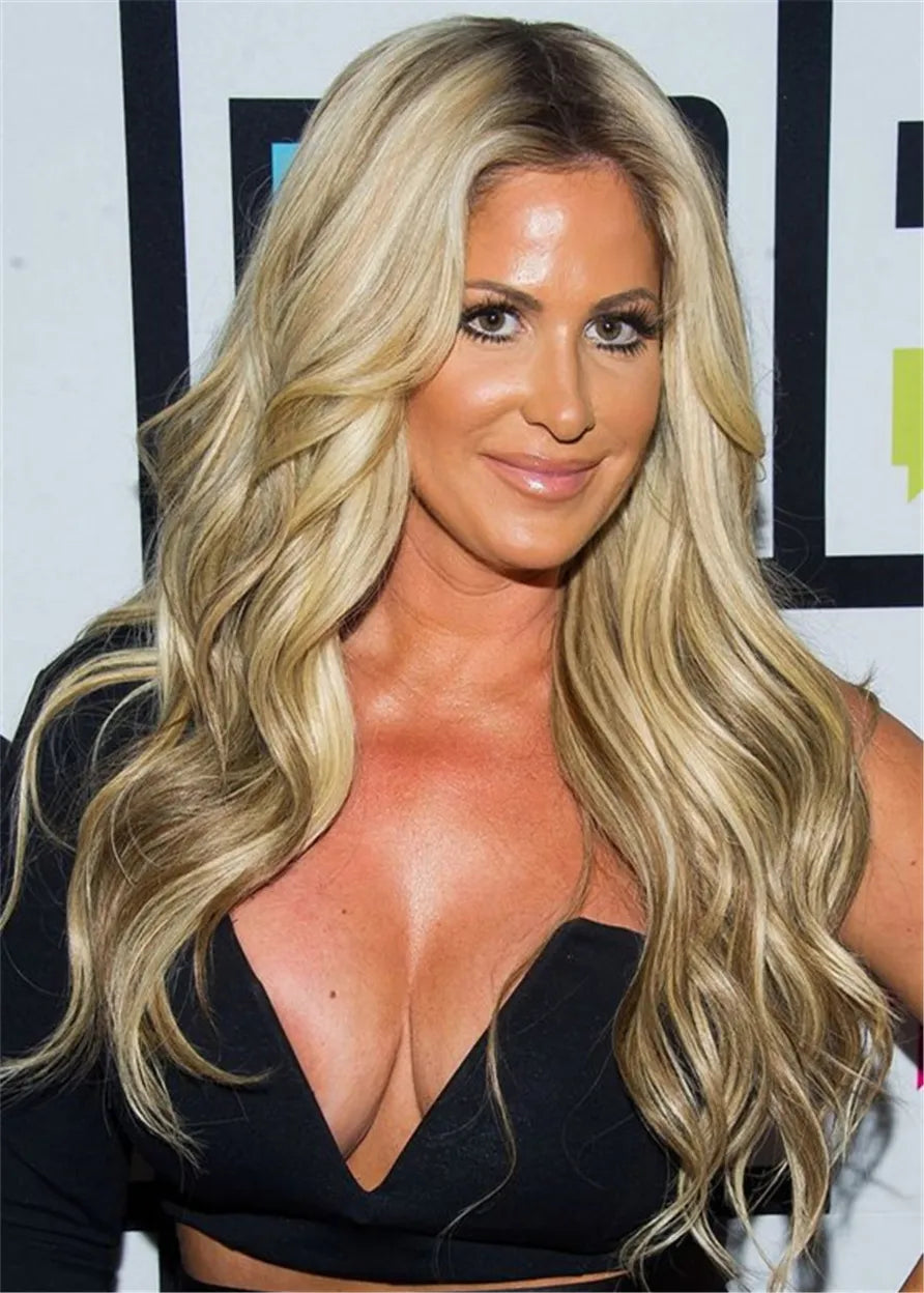Kim Zolciak Biermann Hairstyle Human Hair Loose Wavy Capless Wig