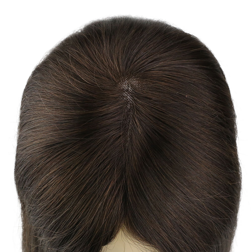 5"*5" Base Hair Topper Remy Real Human Hair Pieces Dark Brown(#2)