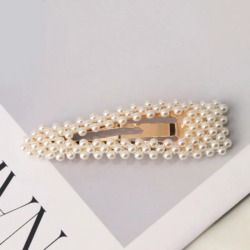 Women's Korean Style Pearl Inlaid Technic Barrette Hair Accessories For Prom Wedding Party Gift