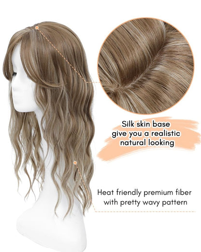 20Inch Wavy Hair Topper for Women Add Volume&Cover Thinning Hair with Natural Looking Hair Piece