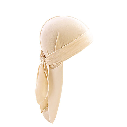 European and American fashion Korean velvet long tail pirate hat strap turban hat hip hop Cape velvet durags