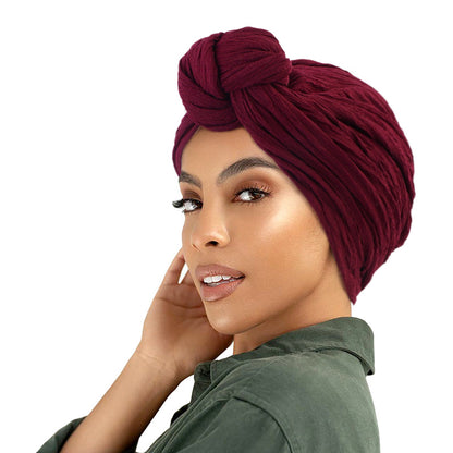 European and American popular knotted headscarf cap ethnic style toe cap headscarf pleated Indian hat JDT-421A