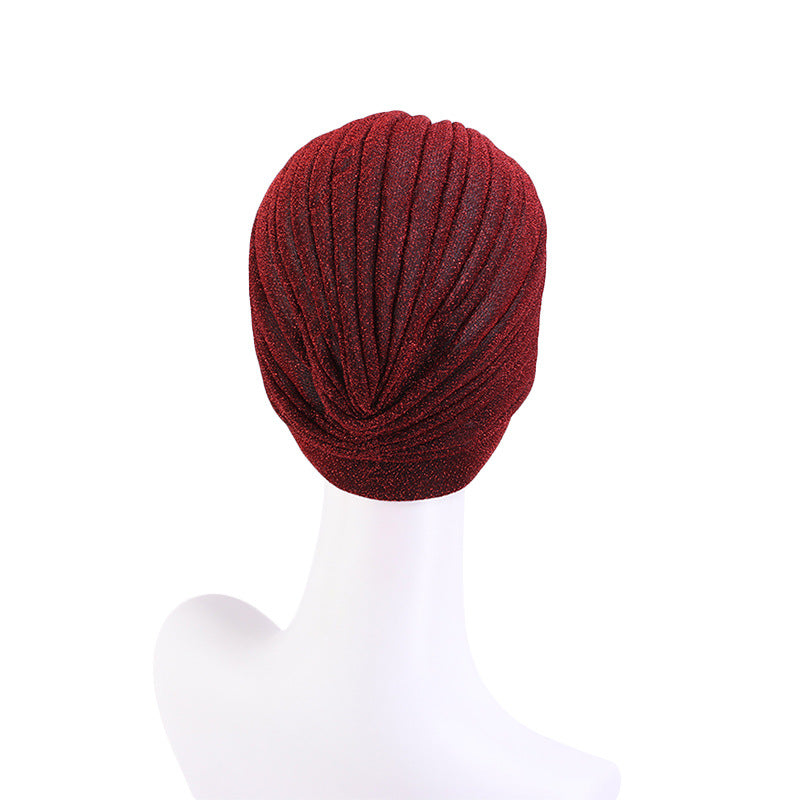 Ethnic Bright Silk Turban Hat Indian Hat Baotou Hat Chemotherapy Hat
