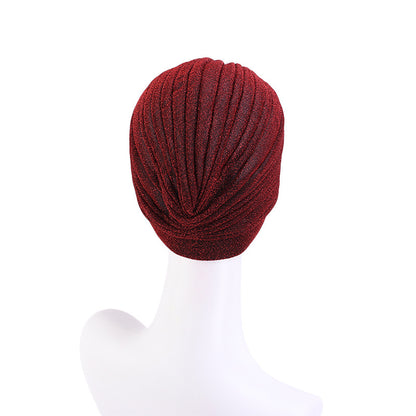 Ethnic Bright Silk Turban Hat Indian Hat Baotou Hat Chemotherapy Hat