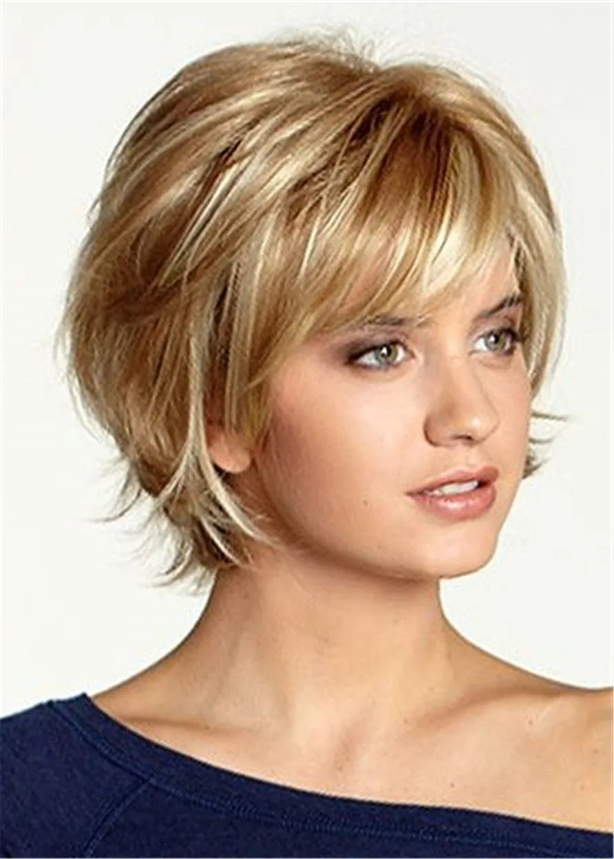 Short Choppy Layered Wavy Synthetic Hair Capless Wig