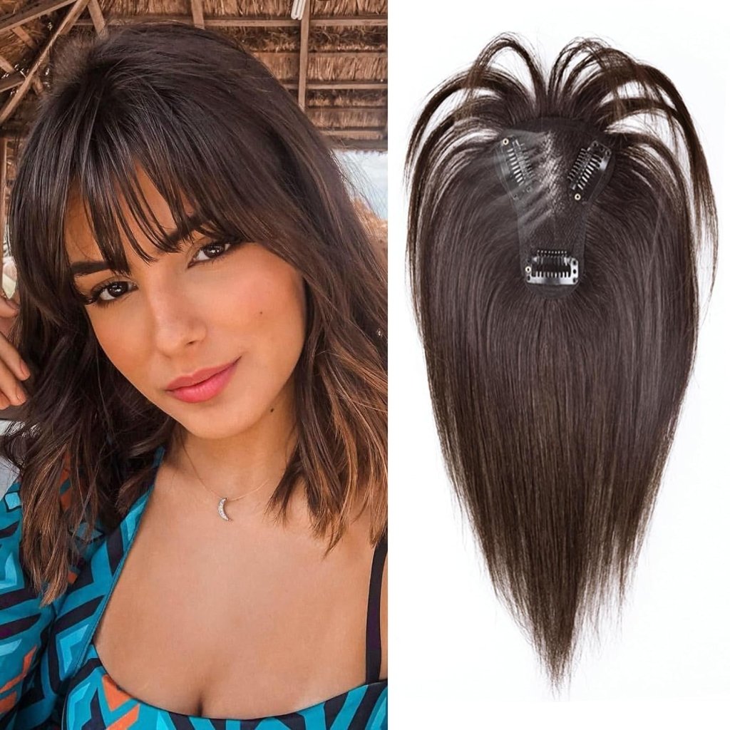 Hair Toppers for Women Real Human Hair Bangs Hair Clip French Fake Clip in Bangs Hair Pieces