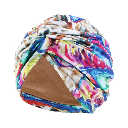 Cross border polyester lined cross headscarf hat, sleeping hat, toe cloth hat JDT-473D