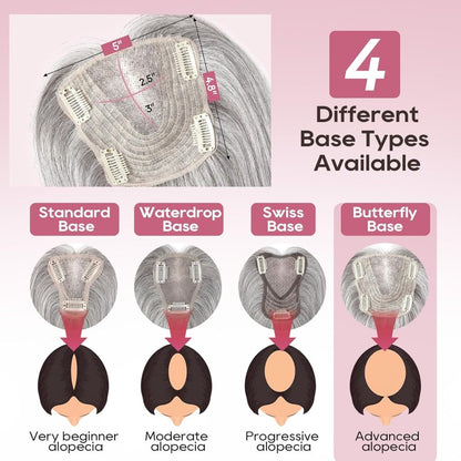 Real Human Hair Topper 10 inch Women Hair Toppers for Thinning Hair Light Grey Wigs