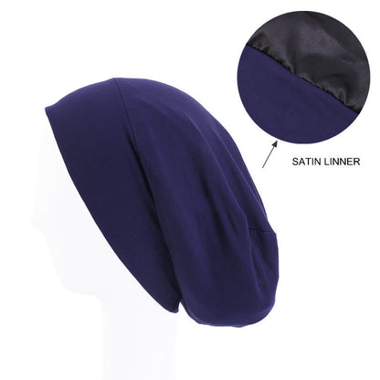 Modal stretch cotton pullover cap lined with Satin double-layer nightcap turban cap chemotherapy hat