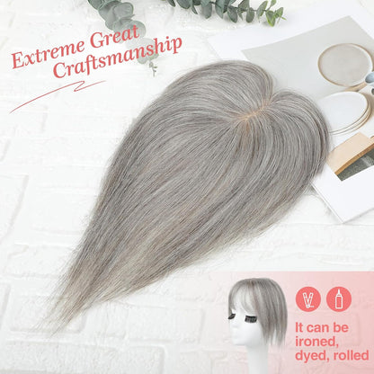 Real Human Hair Toppers for women 10 Inch Clip in Bangs for Thinning Hai Cover Hair Pieces