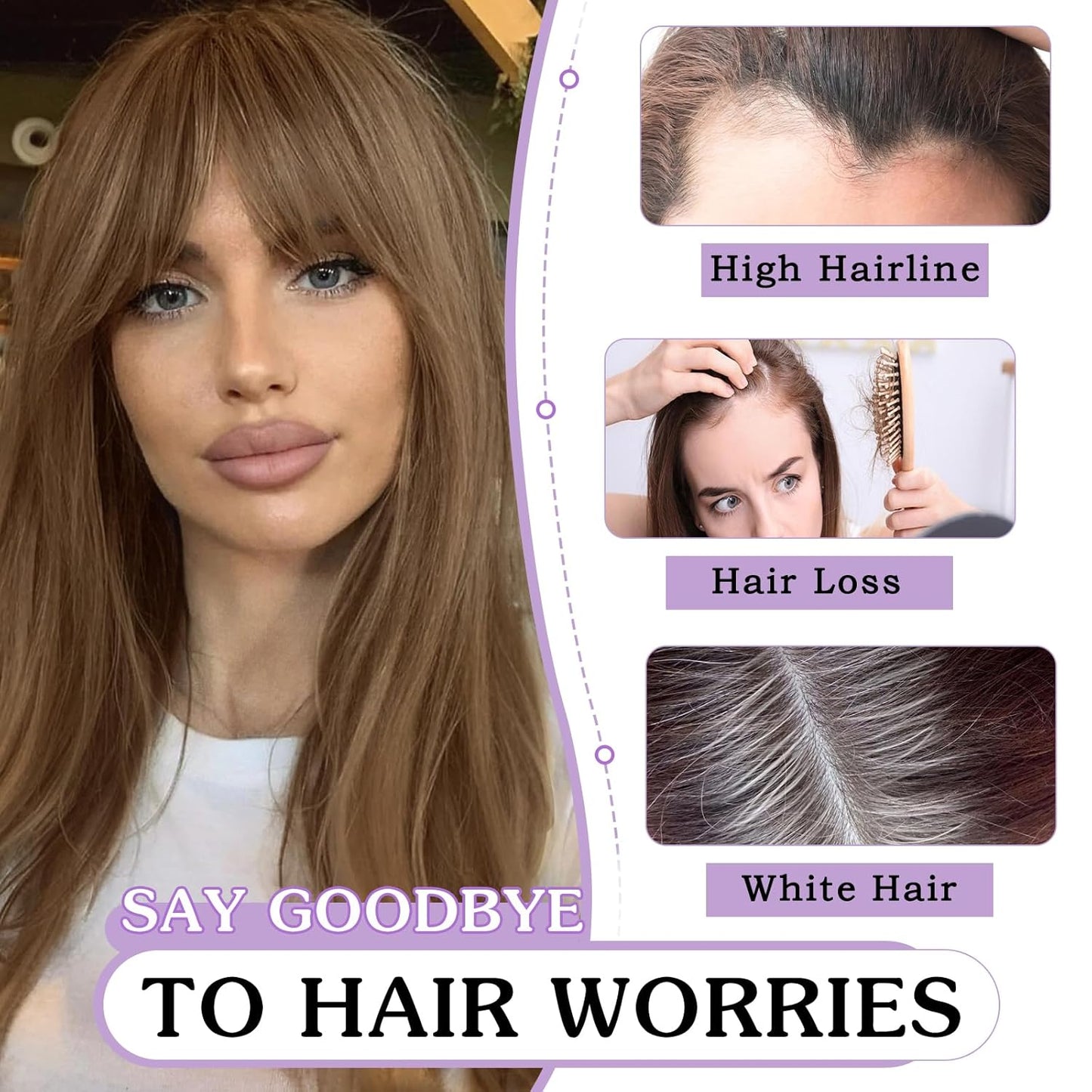 Clip in Bangs 100% Human Hair Toppers 360°3D Hair Pieces Clip On Air Bangs Extensions