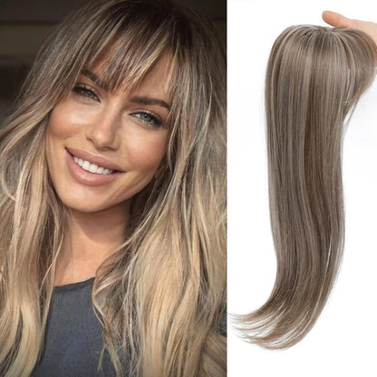 Hair Topper with Bangs Hair Clip 360° 3D Cover Fluffy Wigs Hair Piece with Thinning Hair