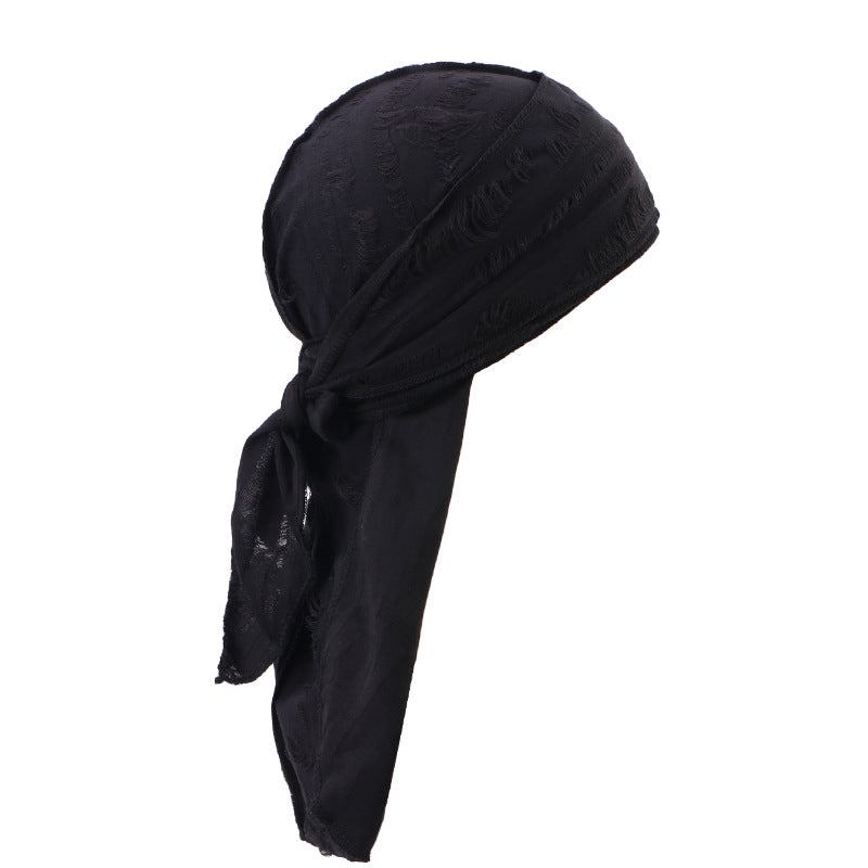 European and American Popular Vintage Ripped Cotton Ribbon Pirate Hat Men's Tape Turban Hat Turban JDT-05-6