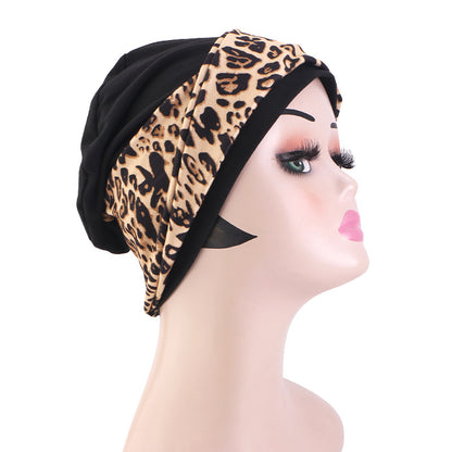 Cross border Bohemian style leopard print headscarf cap elastic toe cap hair care cap JDT-505A