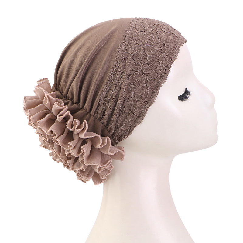 Cross-Border New Lace Turban Hat, Turban Hat, Pullover Hat, Hair Care Hat Jdt-507