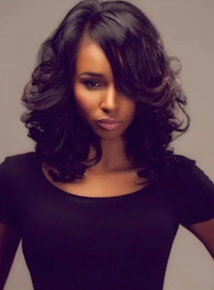 Medium Wave Lace Front Human Hair Wigs for Black Women