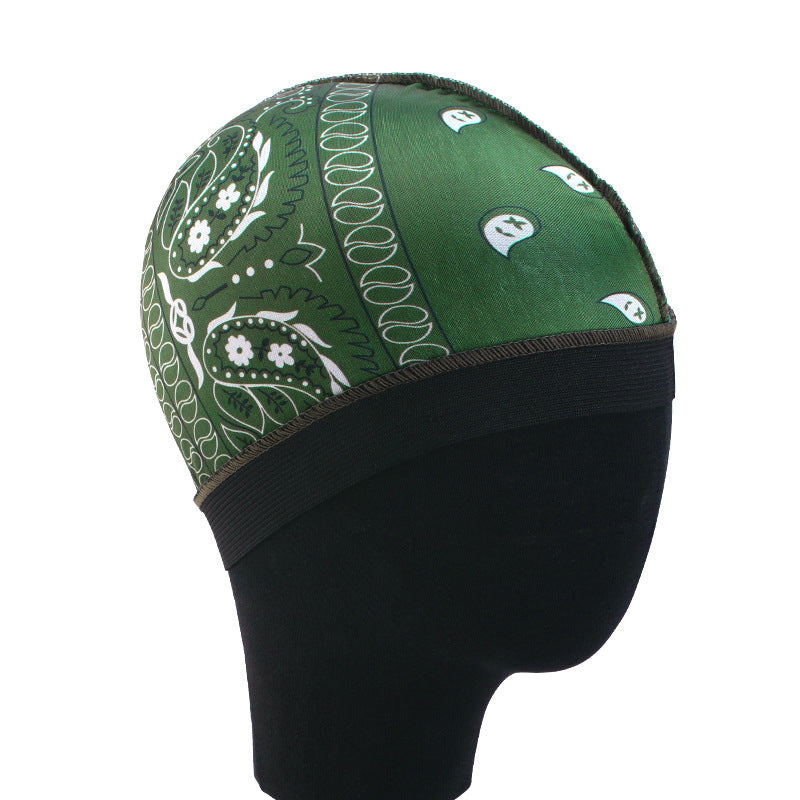 Cross-Border Hat with Cashew Flower Print, Elastic Round Hat, Faux Silk Wig Cap, Hair Loss Protection Cap Jdu-20E