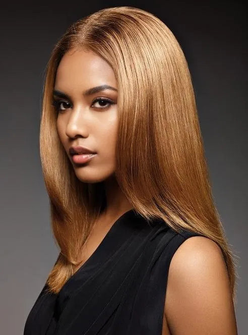 100% Indian Human Hair 16 Inches Straight Layered Hair Full Lace Wig