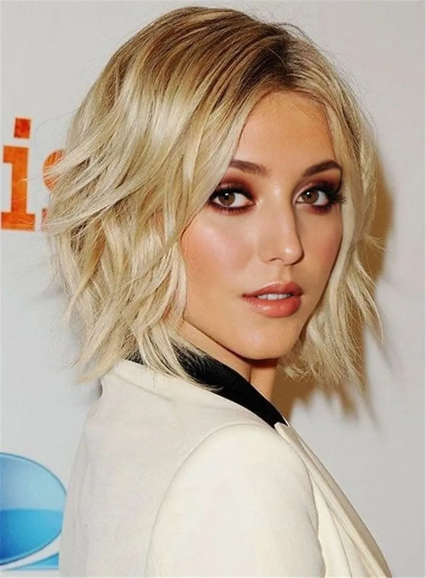 Kurze gewellte geschichtete Kunsthaar-Spitzenfrontperücke 12 Zoll