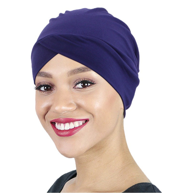 Amazon's New Elastic Cross-Over Indian Hat, Solid Color Modal Cotton Base Hat Jdt-50A