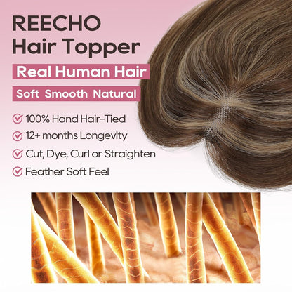 Real Human Hair Topper 10 inch Women Hair Toppers for Thinning Hair Light Grey Wigs