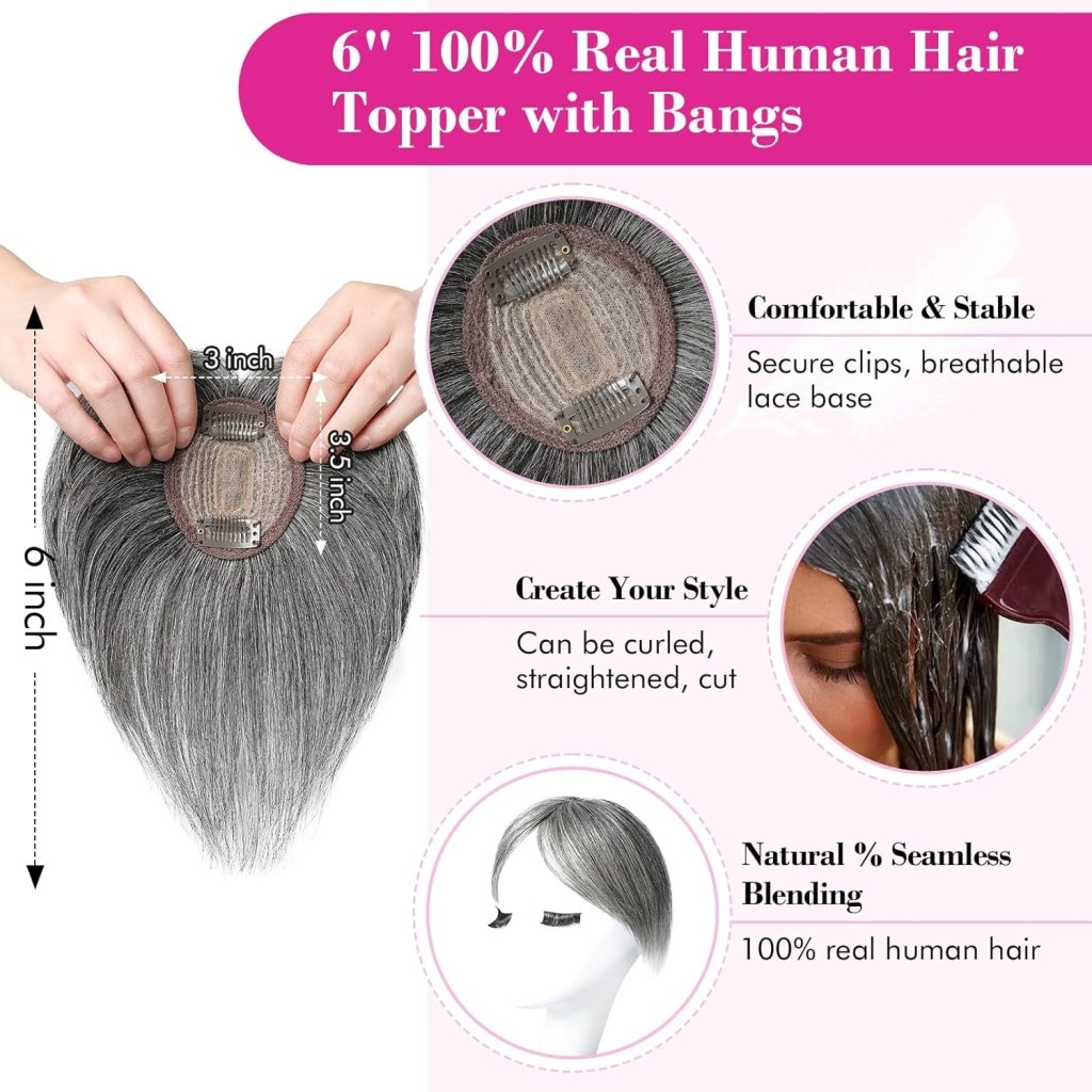 Human Hair wigs Pieces 6 Inch Hair Toppers Top Hair Extensions