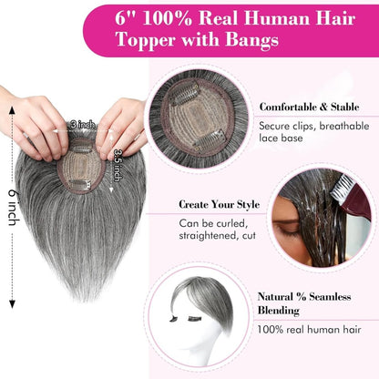 Human Hair wigs Pieces 6 Inch Hair Toppers Top Hair Extensions