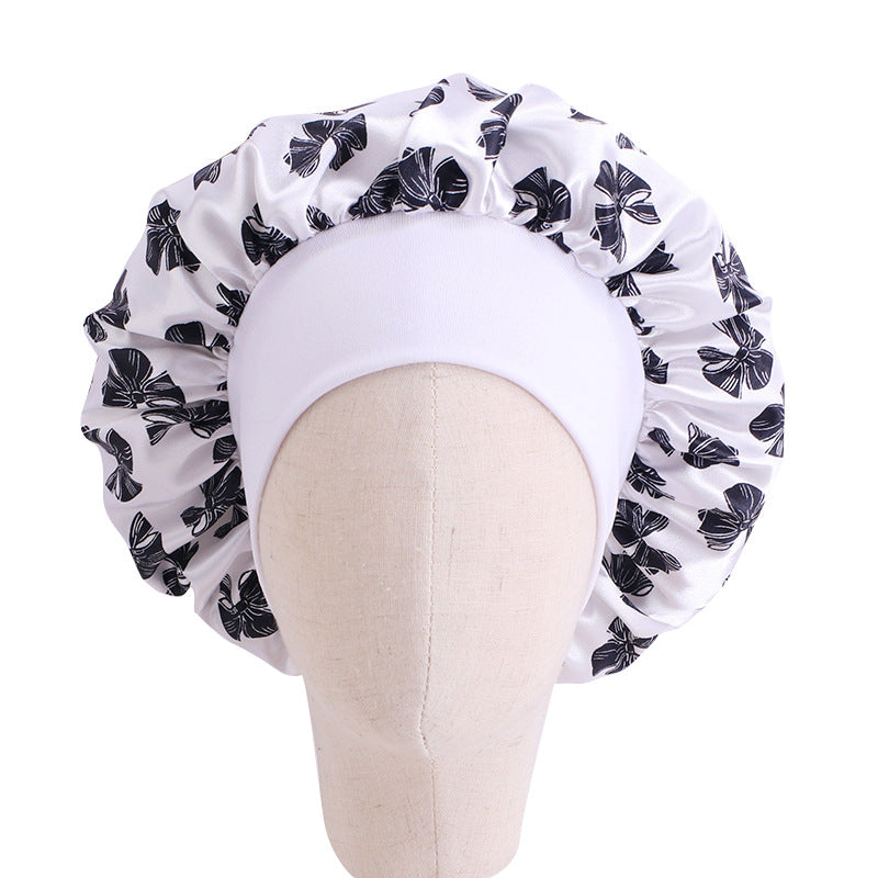 Children's Stretch Wide-brimmed Satin Nightcap Printed Hood JDKB-21A