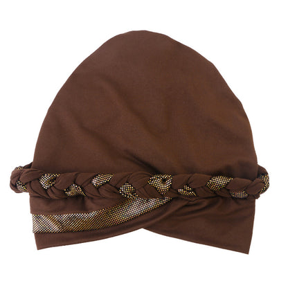 Cross border new two-color gilding manual Fried Dough Twists braid headband cap elastic headband JDT-429M
