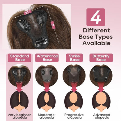 Real Human Hair Topper10 inch Women for Thinning Hair Swiss Base  Hairpiece