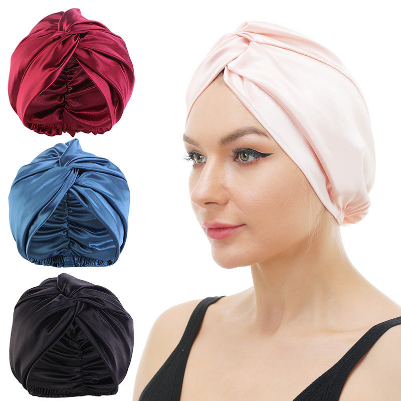 Imitation Silk Nightcap Twisted Headwear Hat Ethnic Style Baotou Hat Indian Hat TJM-473