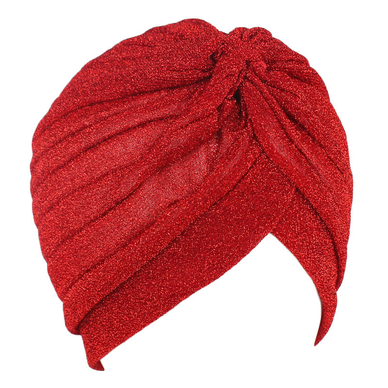 Ethnic Bright Silk Turban Hat Indian Hat Baotou Hat Chemotherapy Hat