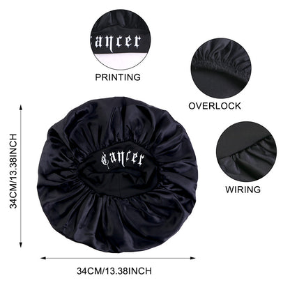 12 Constellation Solid Color English LOGO Elastic Wide-brimmed Sardin Nightcap Women's Beauty Hat Hair Care Hat Cross-border Hat