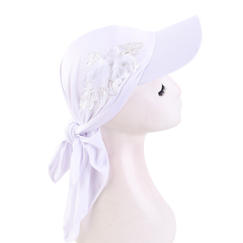 Sequin flower accessories cap brim turf hat sunshade baseball scarf all-in-one hat strap sun hat