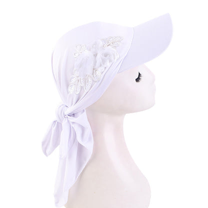 Sequin flower accessories cap brim turf hat sunshade baseball scarf all-in-one hat strap sun hat
