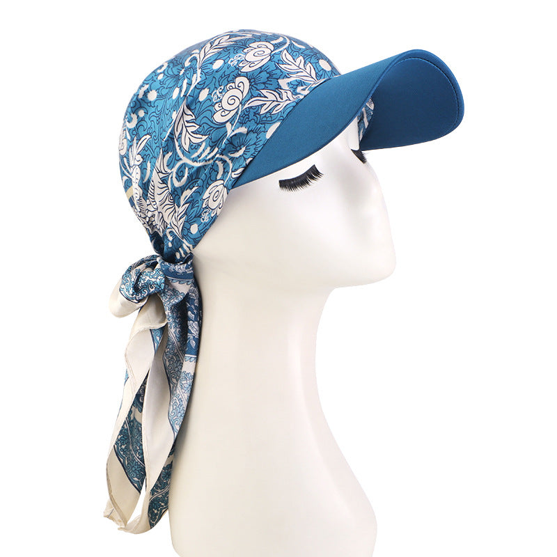 New Satin Square Scarf Hat with Brim, Outdoor Sunshade Turban Hat, Sunshade Cloth Hat Jdt-234J
