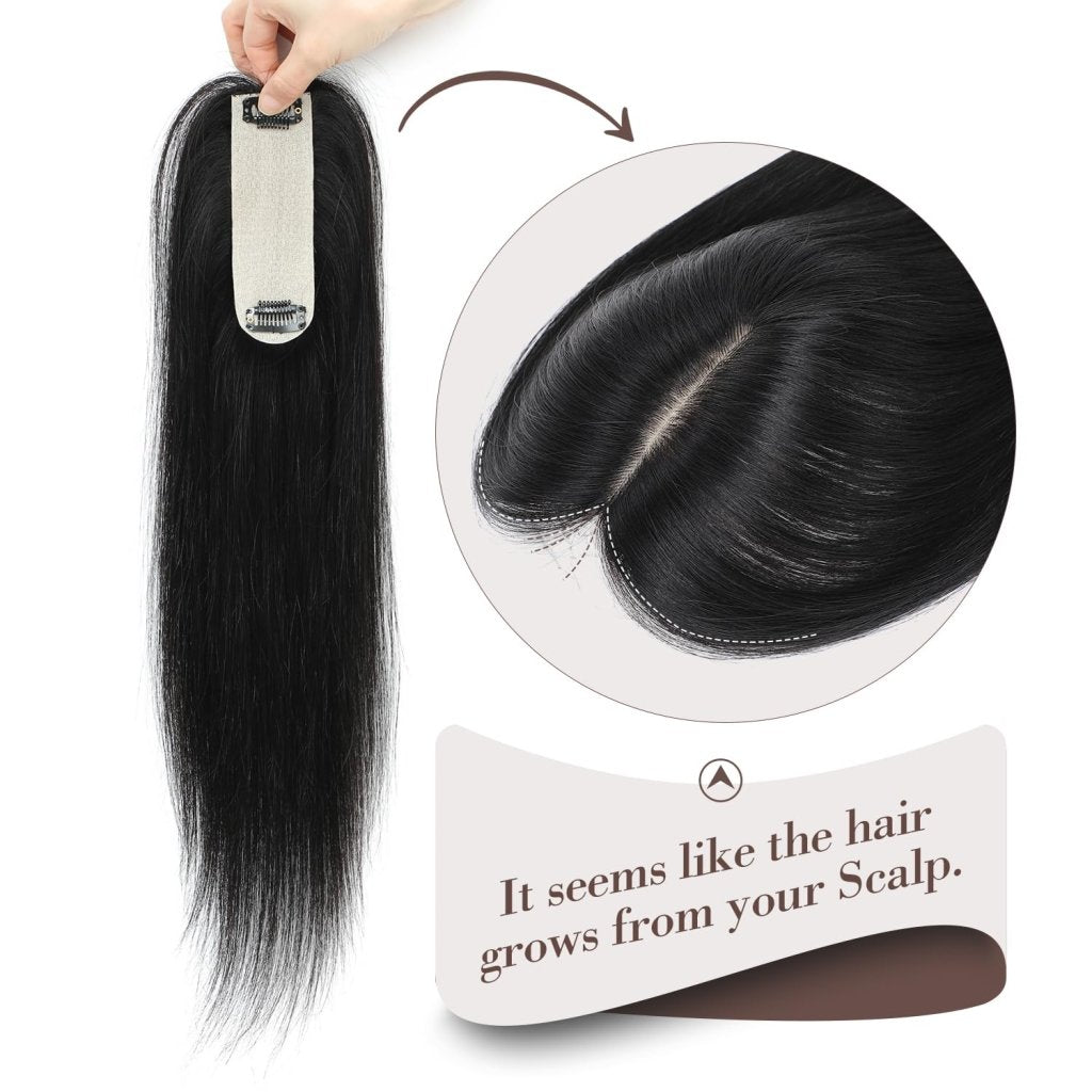 Hair Toppers for Women Real Human Hair 16 Inch for Thinning Hair