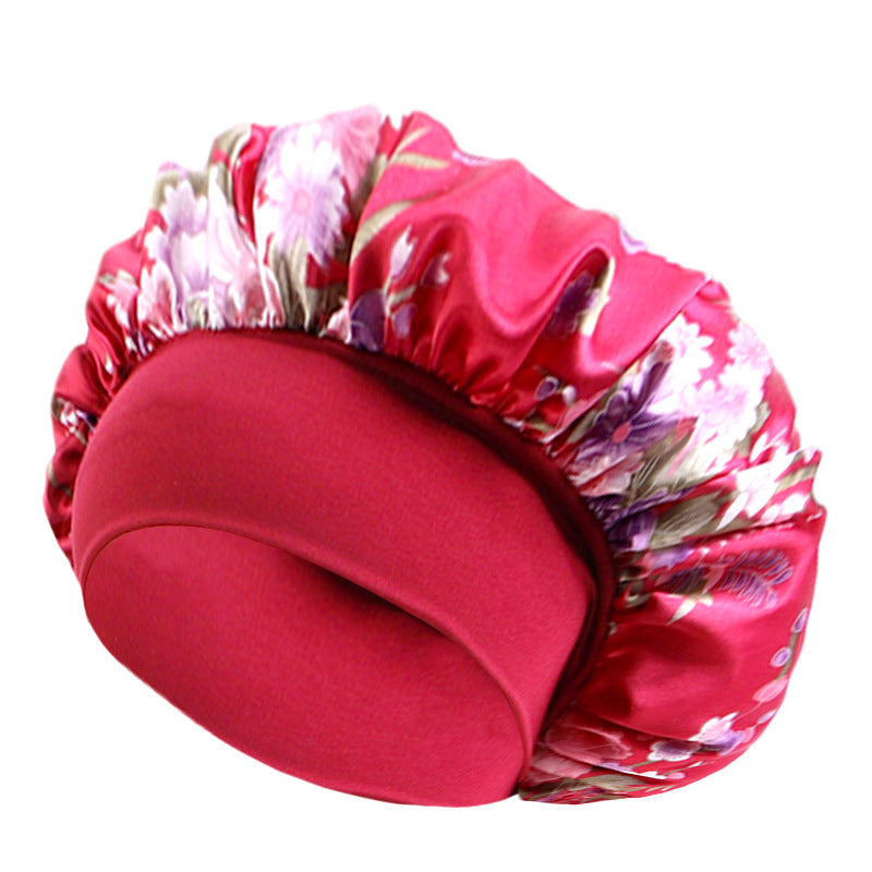 Amoeba wide-brimmed elastic hair band nightcap satin round CAP Beauty hair cap shower cap satin bonnet