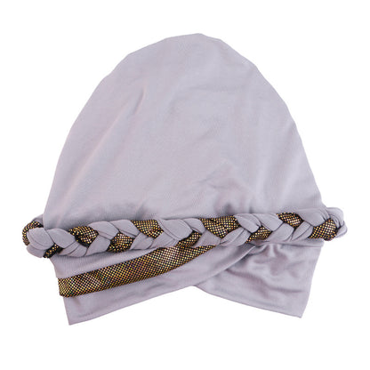 Cross border new two-color gilding manual Fried Dough Twists braid headband cap elastic headband JDT-429M