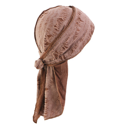 European and American Popular Vintage Ripped Cotton Ribbon Pirate Hat Men's Tape Turban Hat Turban JDT-05-6