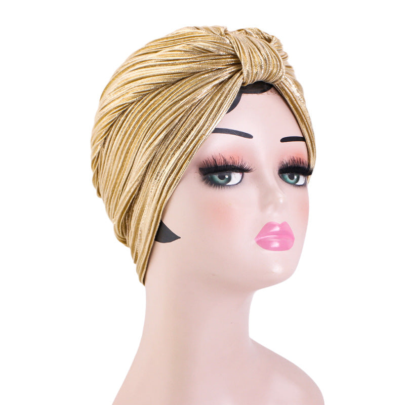 Bronzing Pleated Knotted Tape Hat European and American Popular Ethnic Tape Hat Hot Selling Cross-border Source JDT-79H