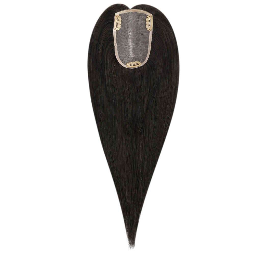 3*5inch Mono Hair Topper Remy Human Hair Natural Black (#1B) Wigs Hair Piece