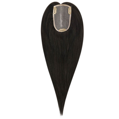 3*5inch Mono Hair Topper Remy Human Hair Natural Black (#1B) Wigs Hair Piece