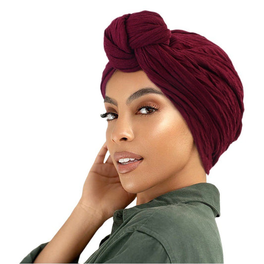 European and American popular knotted headscarf cap ethnic style toe cap headscarf pleated Indian hat JDT-421A