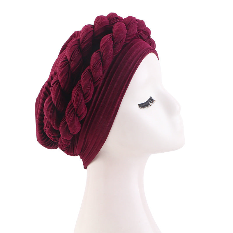 Cross-Border New Style Handmade Double-Layer Three-Dimensional Sponge Braided Headscarf Hat Jdt-520