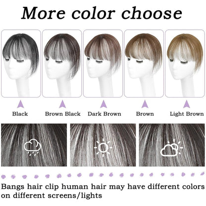 Clip in Bangs 100% Human Hair Toppers 360°3D Hair Pieces Clip On Air Bangs Extensions