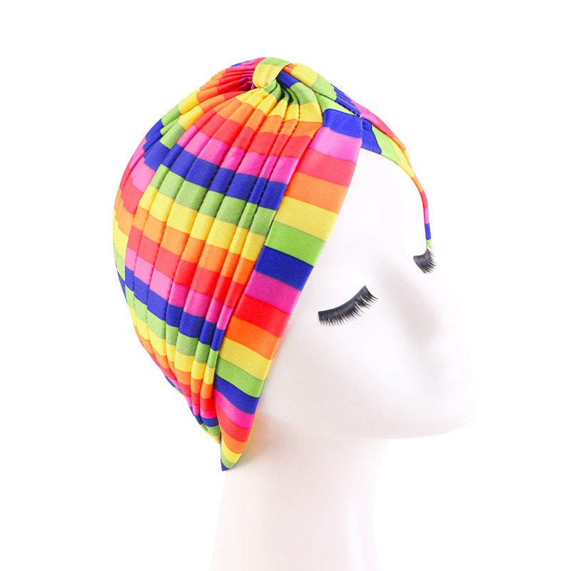 Tie-Dyed Pleated Turban Hat, Indian Hat, Base Hat, Head Wrap Hat Tjm-45