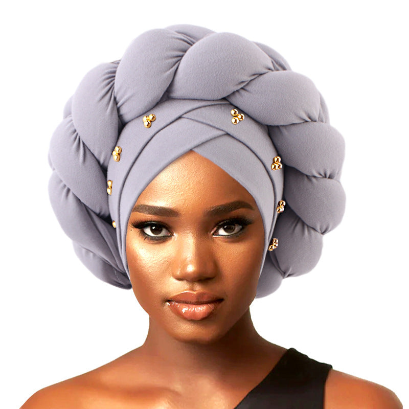 Cross-border supply African hat three-dimensional sponge hemp flower braid headscarf hat ethnic style clothing hat