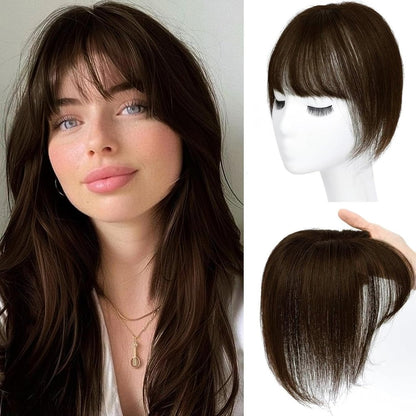 Hair Toppers for Women Real Human Hair, Bangs Hair Clip 360° 3D Cover Human Hair Topper with Bangs